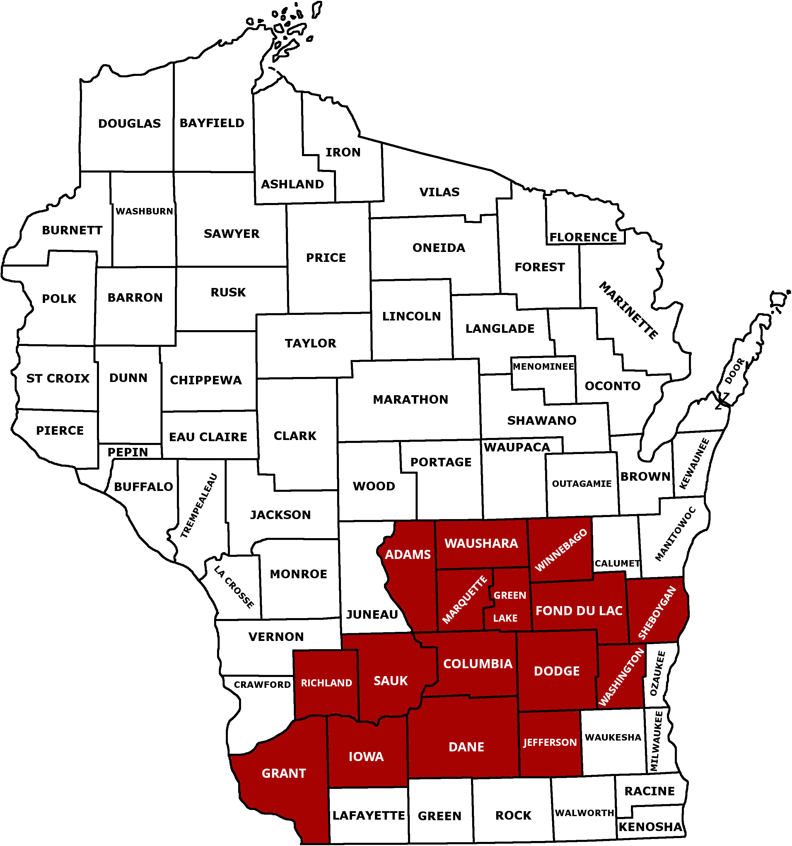 WI counties map full